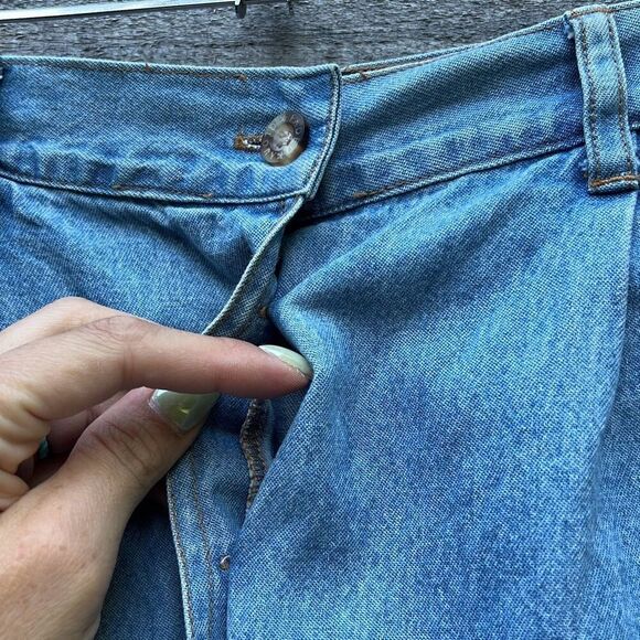 Faded Glory Women's Blue Cotton Pleated Button Down Denim A-Line Skirt - Picture 2 of 7